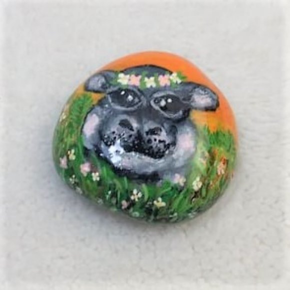 Other - OOAK Hand Painted Rock Baby Girl House Hippo